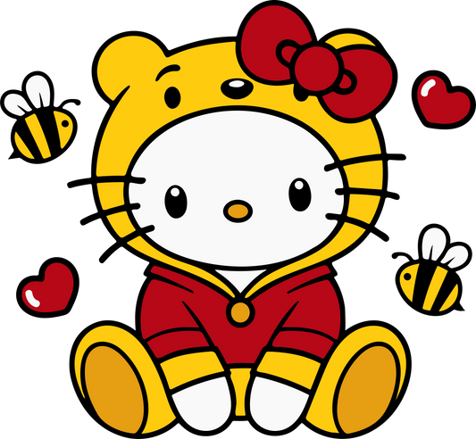 🐱🍯 Hello Kitty in Pooh Bear Costume Pencil Holder – 3MF File