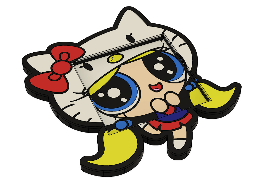 Bubbles Powerpuff Girls x Hello Kitty Post-It Note Holder – 3MF File