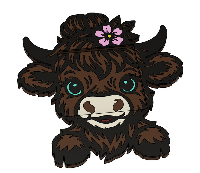 ๐ฎ Highland Cow Post-It Note Holder โ 3MF File (Digital Download)