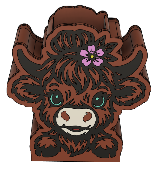 🐮 Highland Cow Pencil Holder – 3MF File