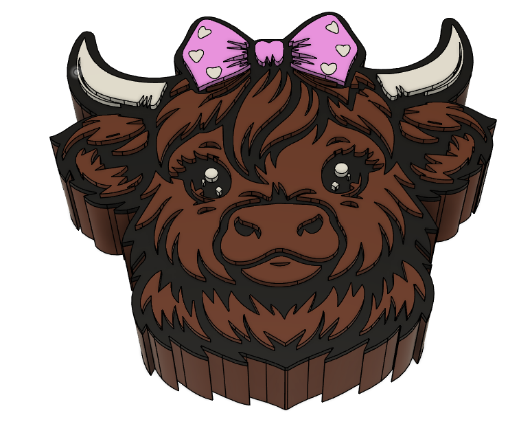 Highland Cow with Bow Straw Topper 3MF File | Cute Farm Animal Straw Charm | 3D Print File | DIY Cup Accessory