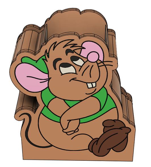 Gus Gus Pencil Holder 3MF File | Cute Mouse Desk Organizer | 3D Print STL Alternative | Disney-Inspired Desk Decor