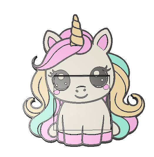 Kawaii Unicorn Post-It Note Holder – Physical 3D Print