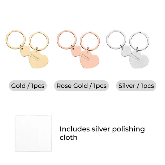 Stainless Steel Heart and Key Keychain Set