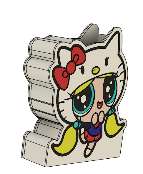 Bubbles Powerpuff Girls as Hello Kitty Pencil Holder – 3MF File