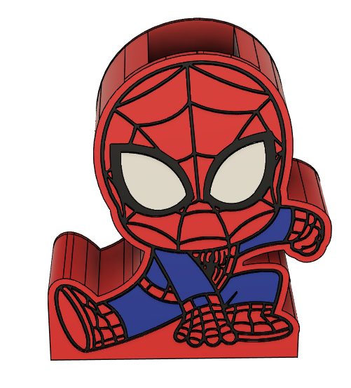 🕷️ Spider-Man Solid Pencil Holder – 3D Effect | 3MF File