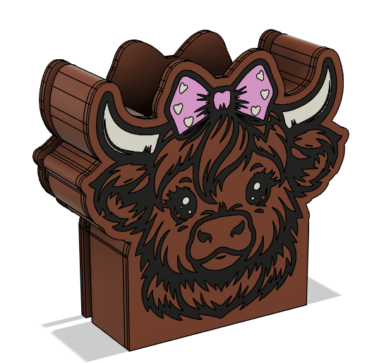 Highland Cow with Bow 3D Print File | Cute Cow 3MF | Farmhouse Decor | DIY 3D Printing Download